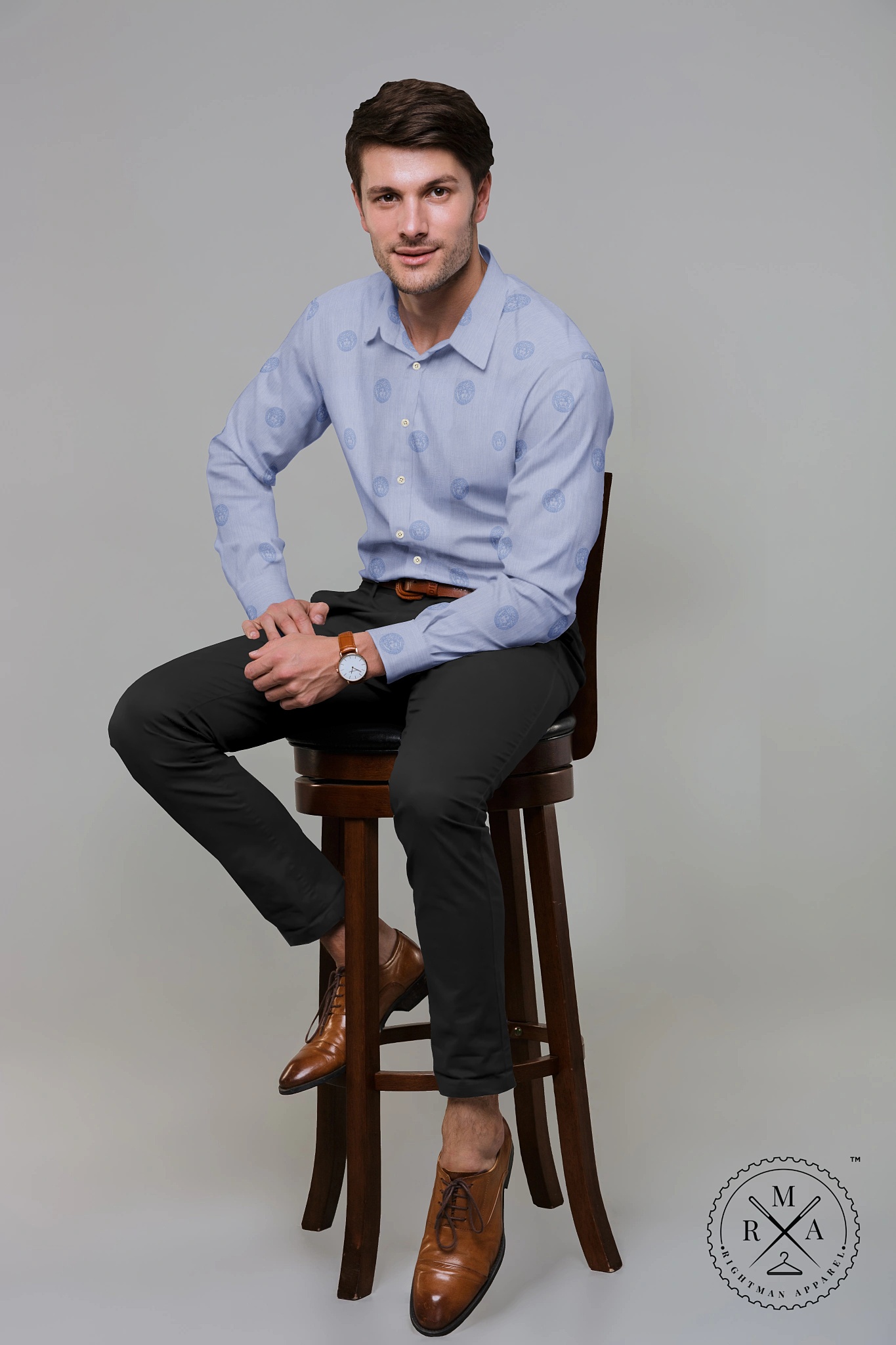 Cornflower Blue Shirt With Motifs SH203